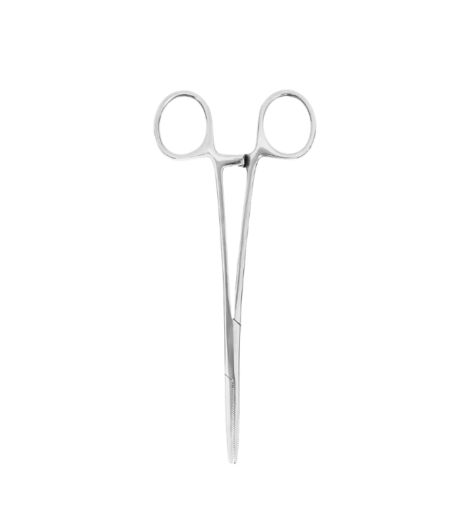 Pince forsep droite acier inoxydable pêche à la mouche fond blanc