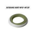 Bobine de soie à moucher bicolore vert et crème Axon Outbound Short, montrant les modèles WF6F à WF10F, conçue pour la pêche de puissance en eau salée et en eau douce.