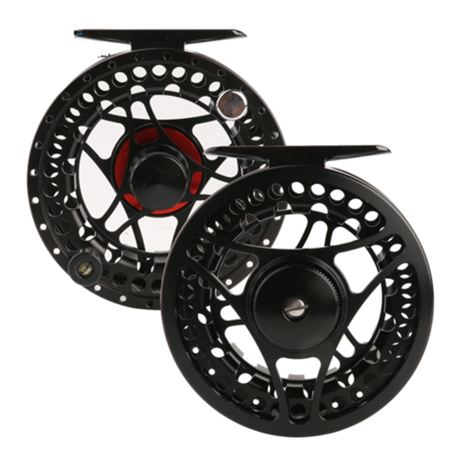 Moulinet à mouche Axon VAULT™ — aluminium 6061 T6 CNC, frein liège, large arbor noir et rouge