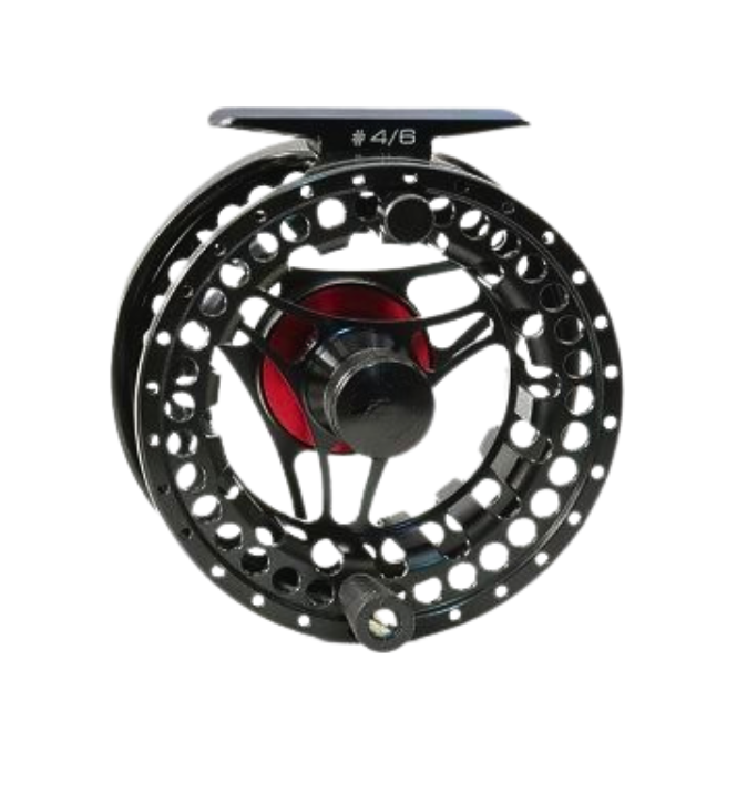 Moulinet à mouche Axon VAULT™ vue de face — design ajouré spider CNC, ambidextre