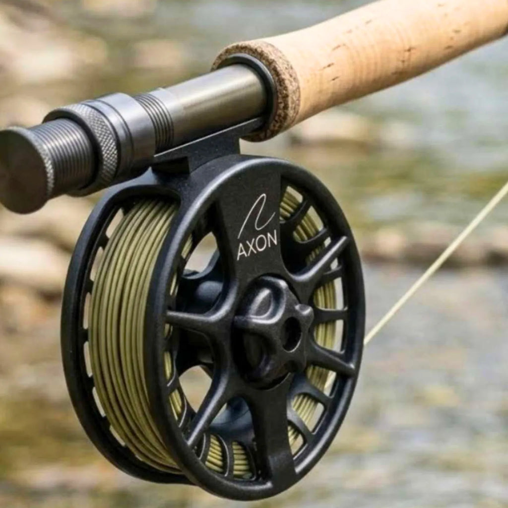 Axon ECLIPSE™ reel mounted on fly rod — premium fly fishing gear